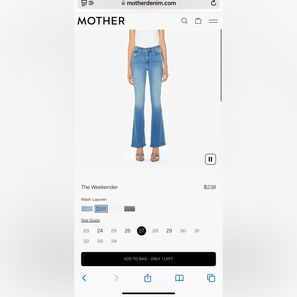 Mother The Weekender Flare Jeans 27